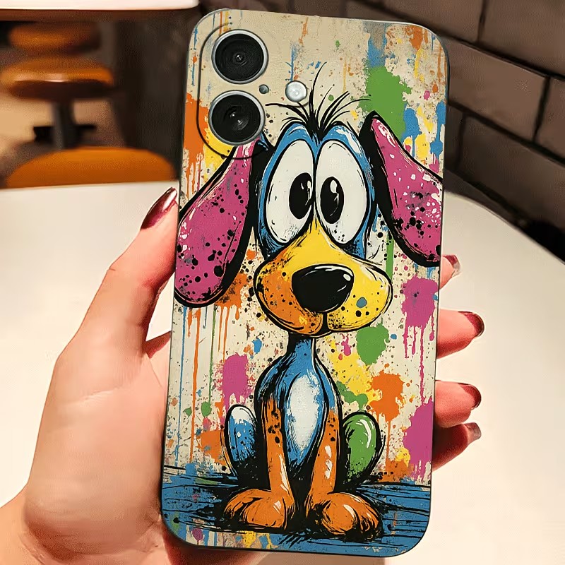 Phone Accessories Kiosk - 그래피티 컬러 강아지 TPU 폰 케이스