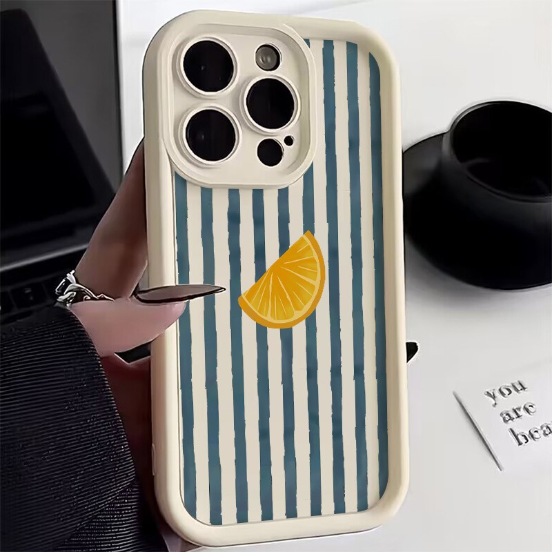 Phone Accessories Kiosk - 줄무늬 레몬 슬라이스 패턴 아이폰 17