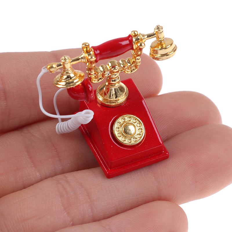Phone Accessories Europe - 1개 1:12 인형집 미니어처 빈티지 전화기