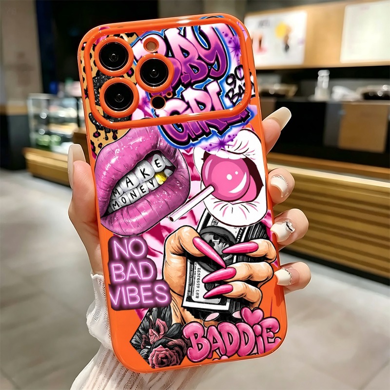 힙합 핑크 입술 아기 소녀 그래피티 프린트 폰 케이스  - Phone Accessories Kiosk 리뷰 및 가격