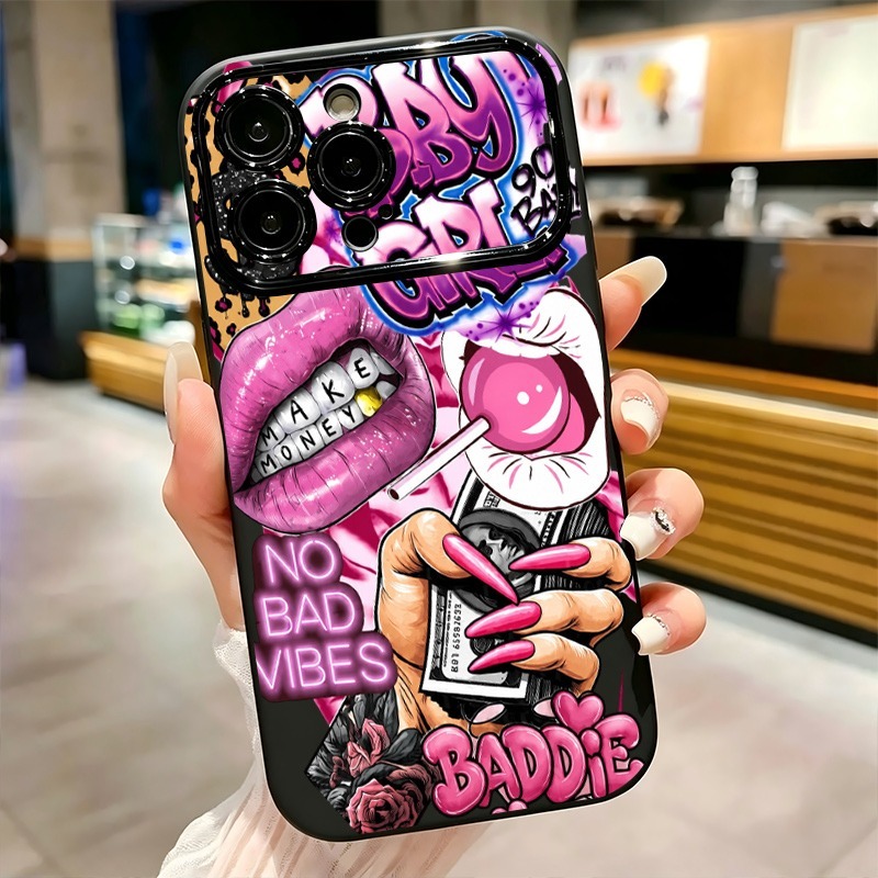 힙합 핑크 입술 아기 소녀 그래피티 프린트 폰 케이스  - Phone Accessories Kiosk 리뷰 및 가격