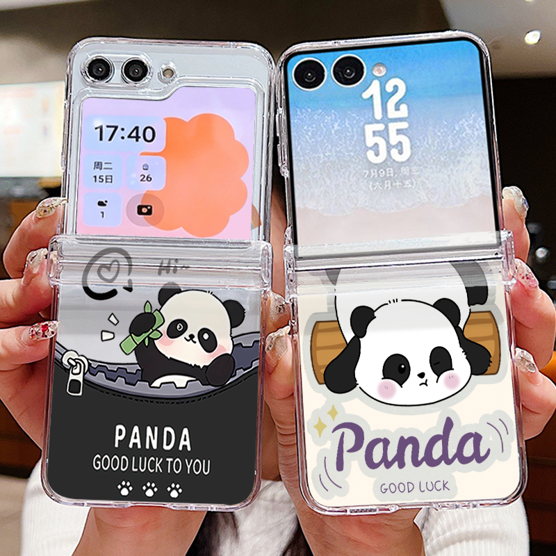귀여운 팬더 패턴 삼성 갤럭시 Z 플립 8 7 6 5  - Z Phone Accessories 리뷰 및 가격