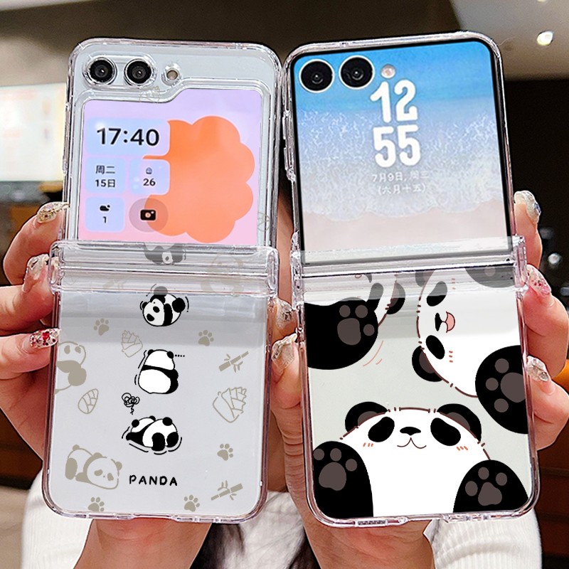 귀여운 팬더 패턴 삼성 갤럭시 Z 플립 8 7 6 5  - Z Phone Accessories 리뷰 및 가격