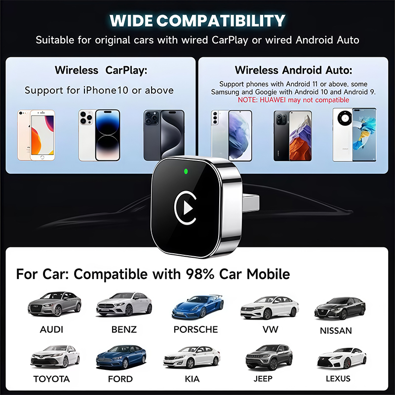 2-in-1 무선 CarPlay 어댑터 플러그 앤 플레 - Phone Accessories Business 리뷰 및 가격