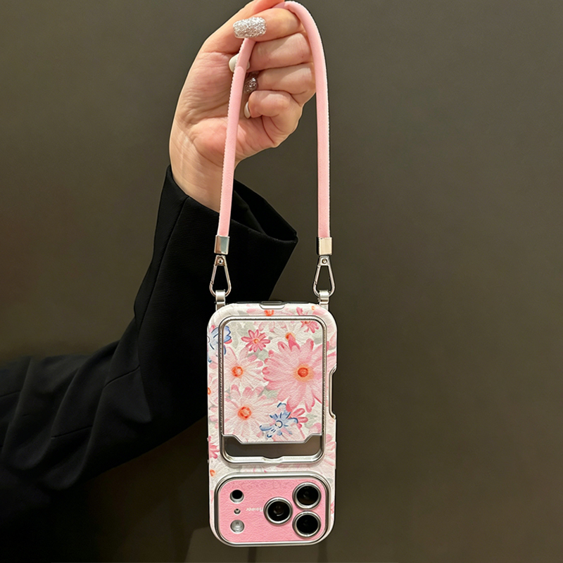 핑크 플로럴 인조가죽 질감 카드 수납 폰케이스 (크로스 - Phone Accessories Case 리뷰 및 가격