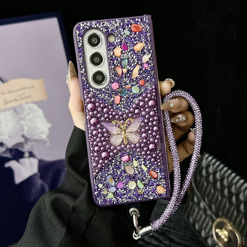 럭셔리 샤이닝 펄 버터플라이 하드 PC 폰 케이스 삼성 - Z Phone Accessories 리뷰 및 가격