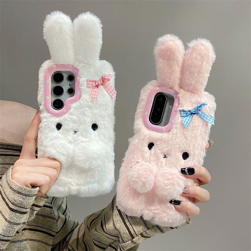 코렌 3D 만화 리본 토끼 귀 따뜻한 털 플러시 폰 케 - Samsung Accessories Phone 리뷰 및 가격