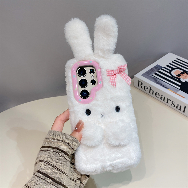 코렌 3D 만화 리본 토끼 귀 따뜻한 털 플러시 폰 케 - Samsung Accessories Phone 리뷰 및 가격