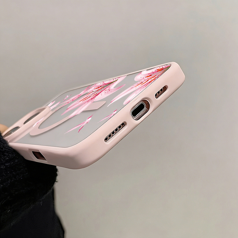 핑크 꽃과 새 자석 케이스 아이폰 17 16 12 14 - Phone Accessories Magnetic 리뷰 및 가격