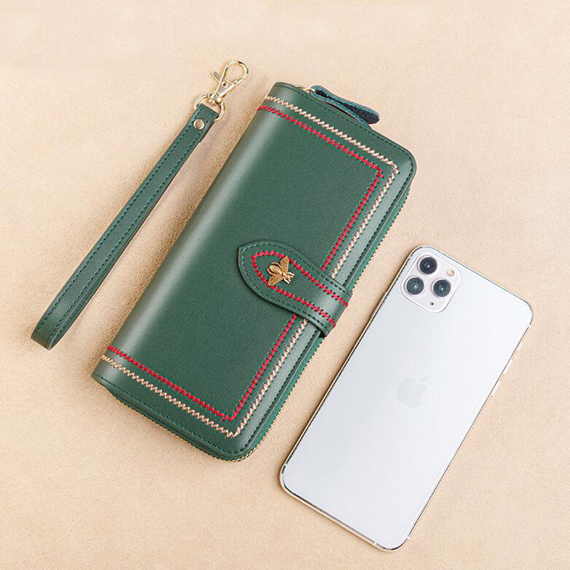 진짜 가죽 지갑 여성 클러치 여성용 지갑 긴 지갑 지퍼 - Phone Accessories Business 리뷰 및 가격